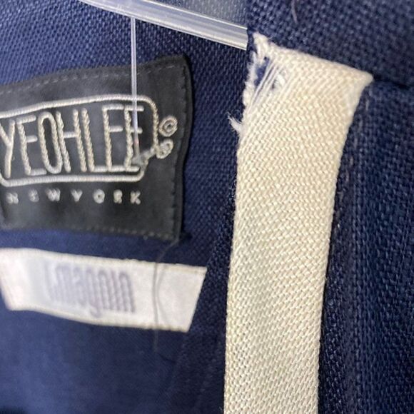 Yeohlee M Navy Linen Dress 80s FLAW SEE PICS Art to Wear Avant Garde Vintage - Picture 4 of 7